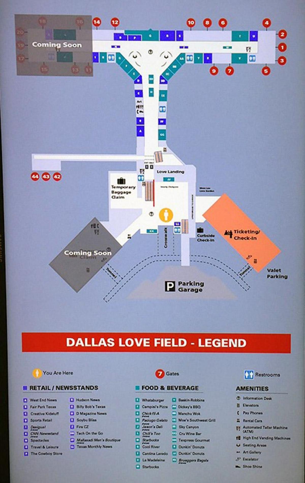 Dallas love field فرودگاه نقشه