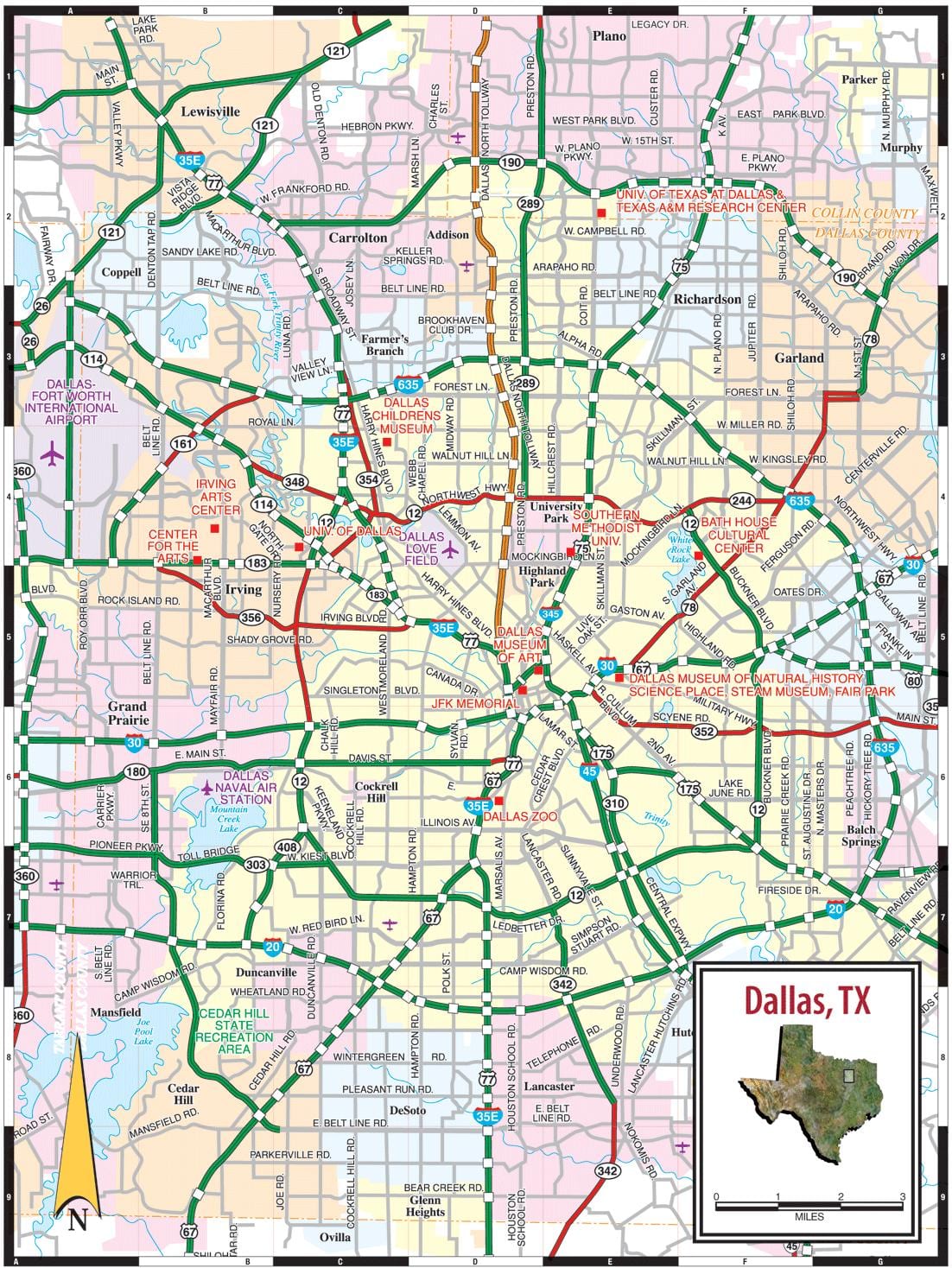نقشه از Dallas, tx