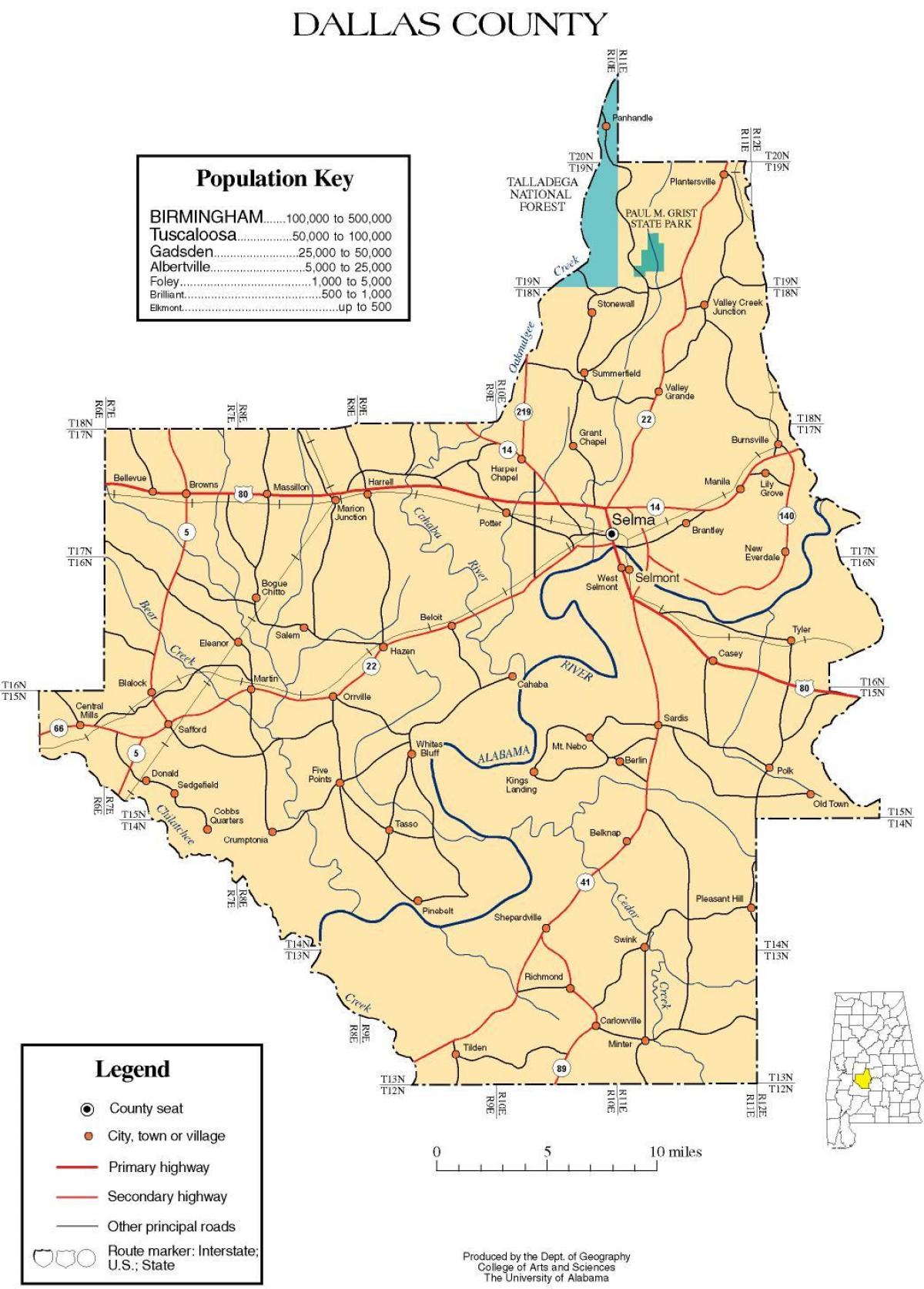 نقشه از Dallas county
