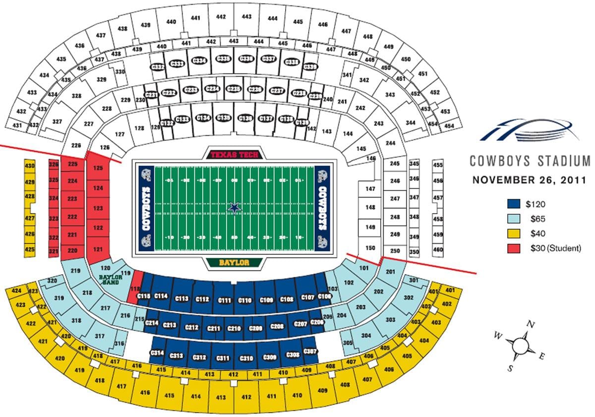 Dallas Cowboys stadium صندلی نقشه