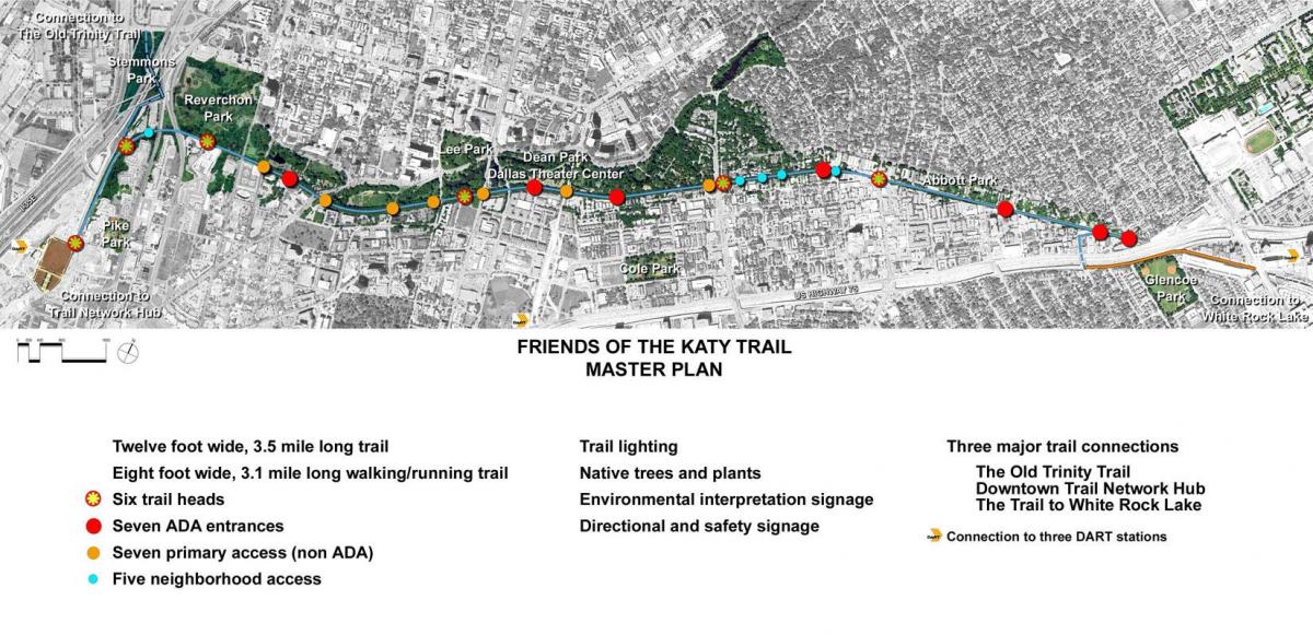 نقشه از Katy trail دالاس