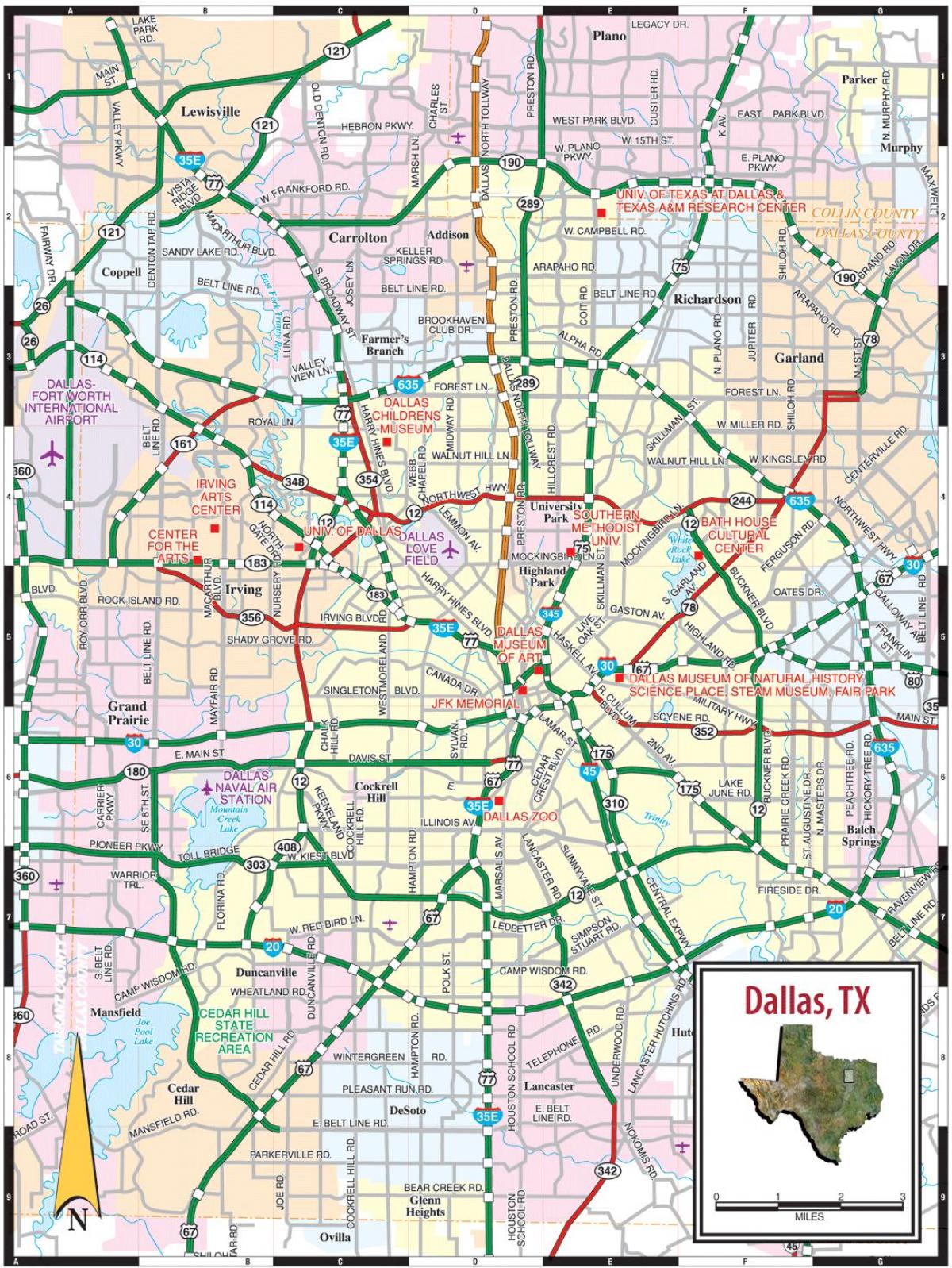 نقشه از Dallas, tx