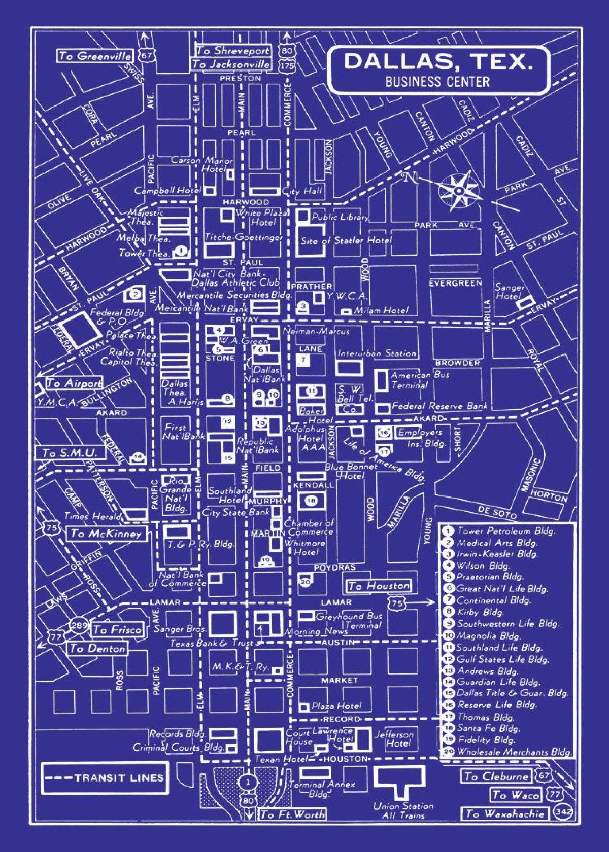 نقشه از مرکز شهر دالاس