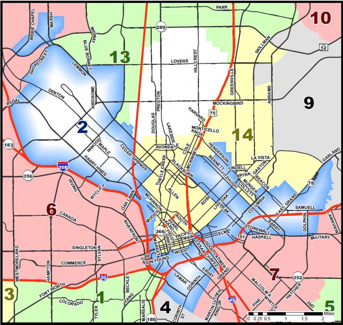 دالاس شورای شهر منطقه نقشه